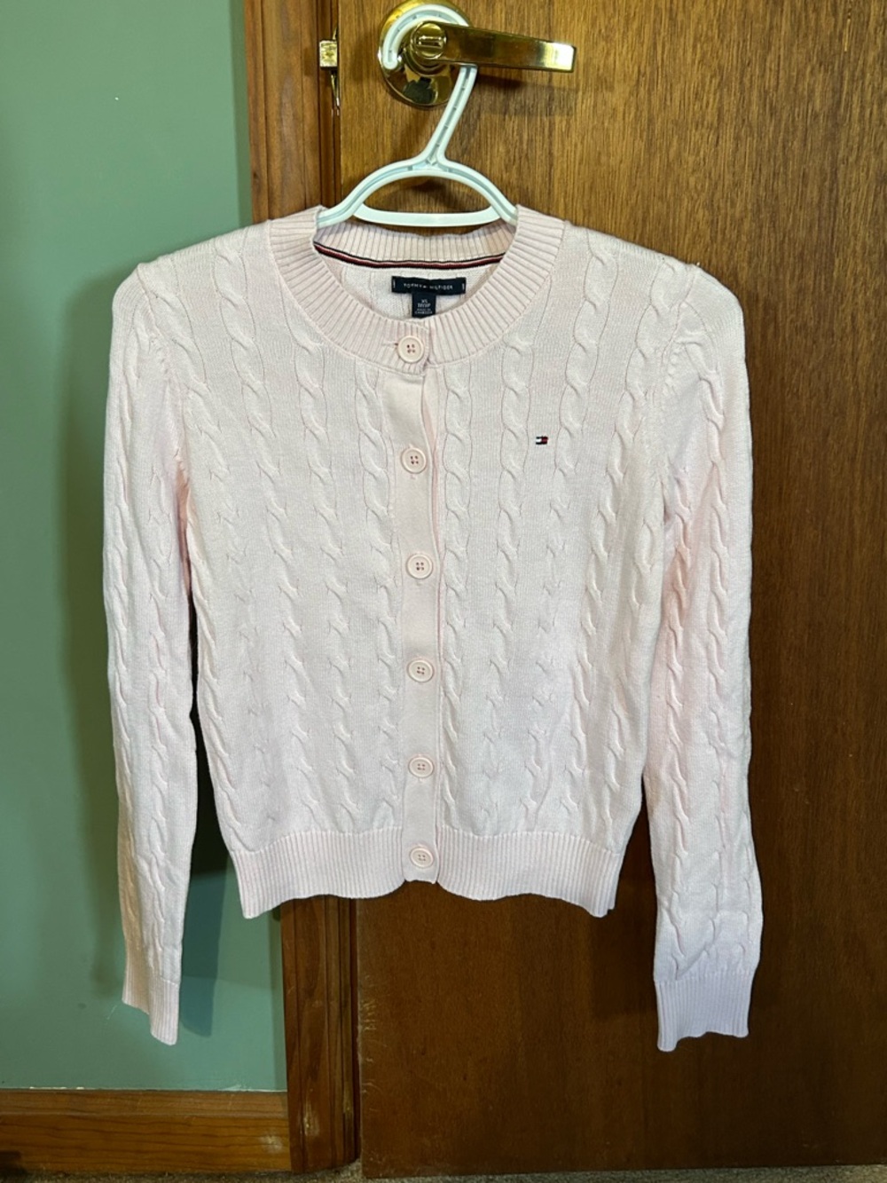 Tommy Hilfiger Light Pink Cable-Knit Button Cardigan